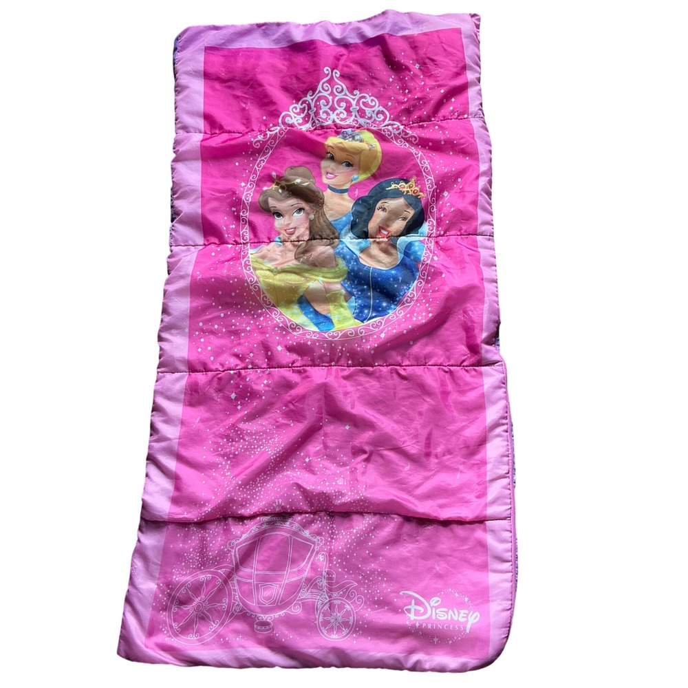 Disney Princess Sleeping Bag Toddler Kids Sleepover Camping Pink Carriage‎